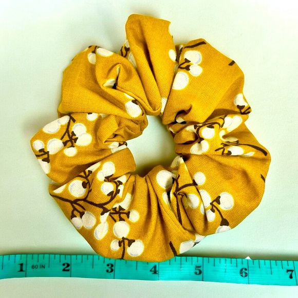 Oversized Mustard Yellow Cotton Scrunchie - Picture 2 of 3